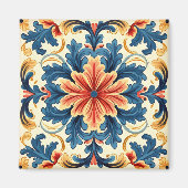 Aimant Carrelage orange bleu italien (Devant)