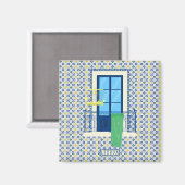Aimant Carrelage portugais et balcon de fenêtre avec oise (Recto/Verso)