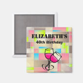Aimant Carrés Abstraits Motif géométrique Anniversaire (Recto/Verso)
