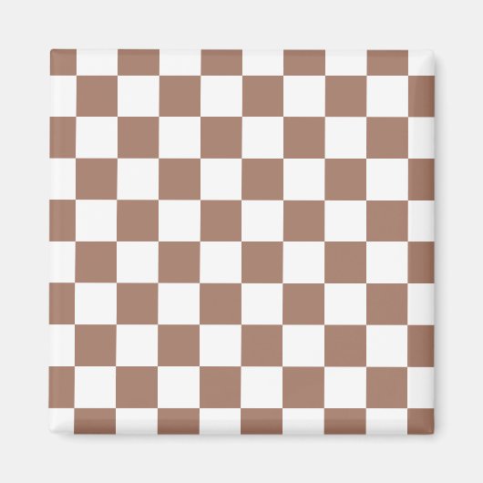 Aimant Carrés Checker mocha brun blanc géométrique rétro (Devant)