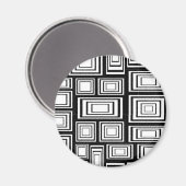 Aimant carrés géométriques Abstraits motif noir et blanc (Recto/Verso)