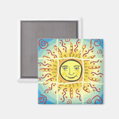 Aimant Carrés solaires souriants (Recto/Verso)