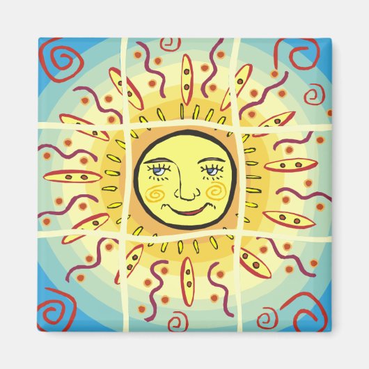 Aimant Carrés solaires souriants (Devant)