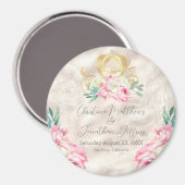 Aimant Carriage et Fleurs roses Mariage de conte de fées (Recto/Verso)