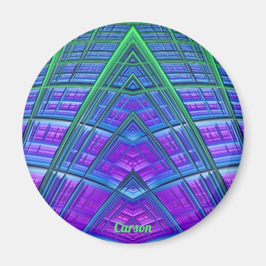 Aimant CARSON ~ Bleu, vert et violet ~Fractal Abstrait (Devant)