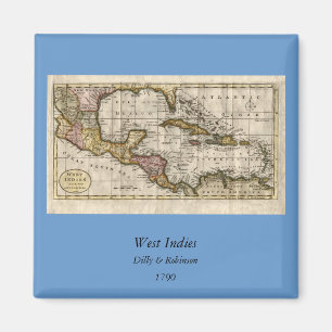 Aimant Carte 1790 des Antilles par Dilly et Robinson