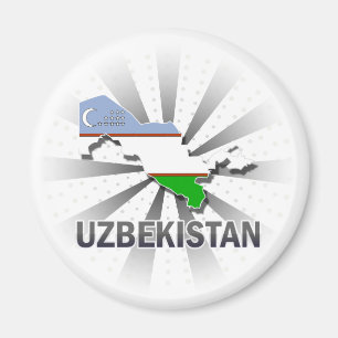 Aimant Carte 2,0 de drapeau de l'Ouzbékistan