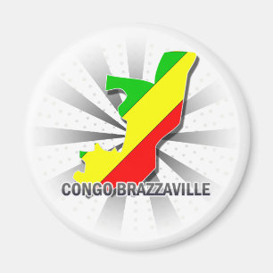Aimant Carte 2,0 de drapeau du Congo Brazzaville