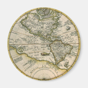 Aimant Carte Ancienne, 1596, America Sive Novus Orbis
