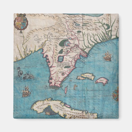 Aimant Carte antique de Floride et Cuba (Devant)