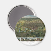 Aimant Carte antique de Houston, Texas avec la rivière Bu (Recto/Verso)