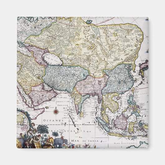 Aimant Carte antique de l'Asie | 1696 (Devant)