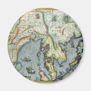 Aimant Carte antique de l'Asie du Sud-Est par Mercator /