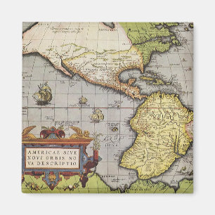 Aimant Carte antique du monde des Amériques, 1570