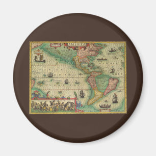 Aimant Carte antique du monde des Amériques, 1606