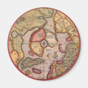 Aimant Carte antique du pôle Nord par Mercator