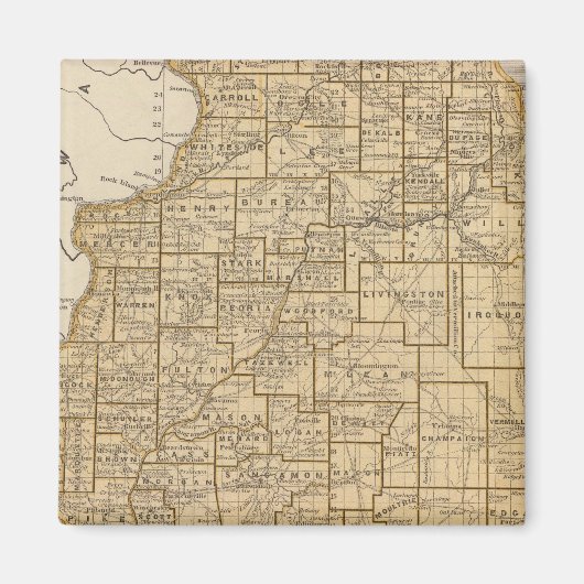 Aimant Carte Atlas de l'Illinois (Devant)