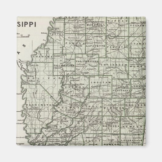 Aimant Carte Atlas du Mississippi (Devant)