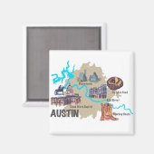 Aimant Carte Austin Texas (Recto/Verso)
