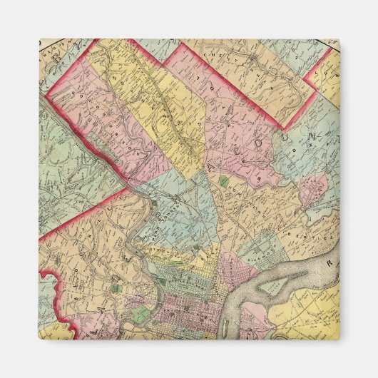 Aimant Carte Autour De La Ville De Philadelphie (Devant)