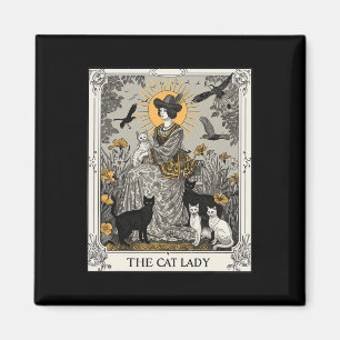 Aimant Carte Cat Lady Tarot Femme gothique Vintage Chat M