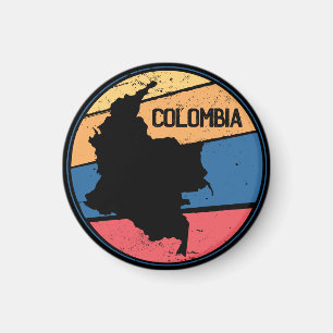 Aimant Carte Colombie vintage colorée