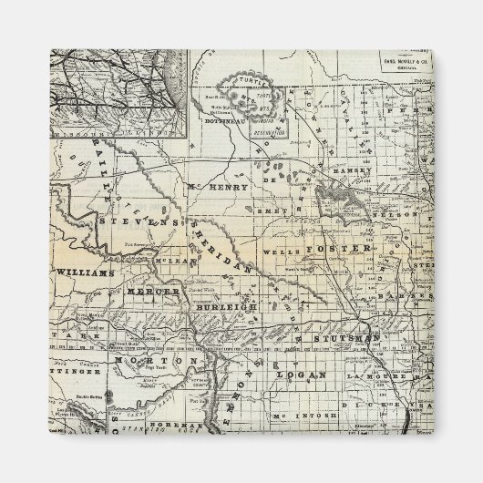 Aimant Carte correcte du Dakota (Devant)