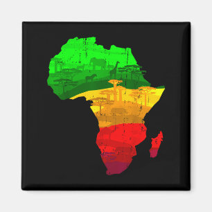 Aimant Carte d'Afrique fière verte jaune rouge fierté afr