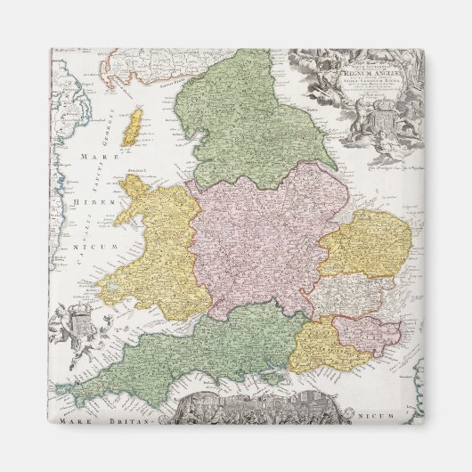 Aimant Carte d'Angleterre | 1760 (Devant)