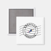 Aimant Carte d'Anguilla, Timbre de passeport postal (Recto/Verso)