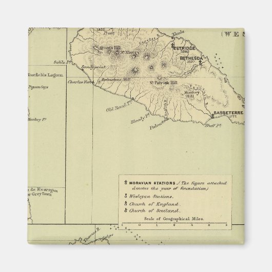 Aimant Carte d'Antigua Lithographiée (Devant)