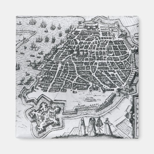 Aimant Carte d'Anvers, 1598 (Devant)