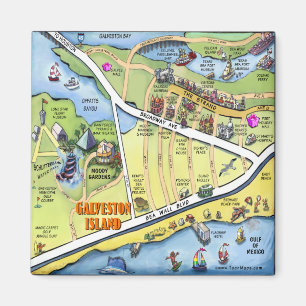 Aimant Carte de bande dessinée de Galveston le Texas