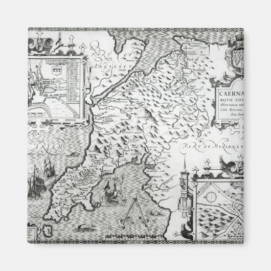 Aimant Carte de Caernarvon, 1616 (Devant)