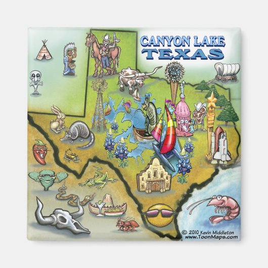 Aimant Carte de Canyon Lake TEXAS (Devant)