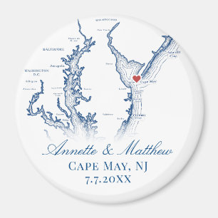 Aimant Carte de Cape May NJ Cadeau de mariage Souvenir