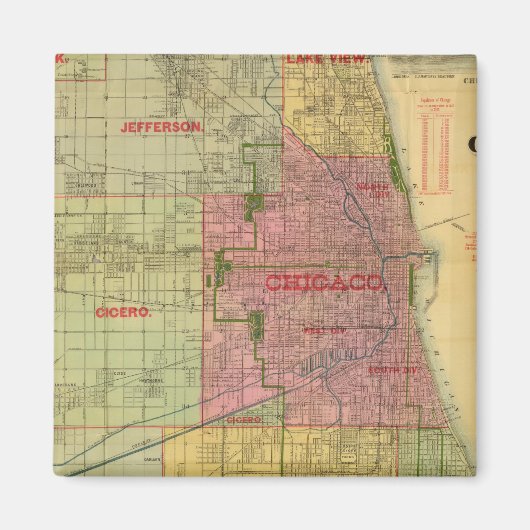 Aimant Carte de Chicago et de ses environs par Blanchard (Devant)