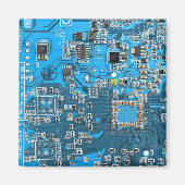 Aimant Carte de circuit Geek d'ordinateur bleu (Devant)