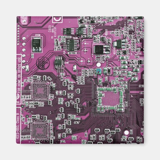 Aimant Carte de circuit Geek d'ordinateur violet (Devant)