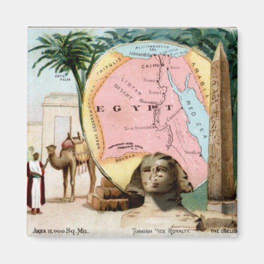 Aimant Carte de commerce 1899 Égypte (Devant)