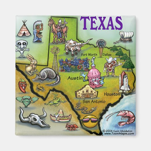 Aimant Carte de dessin du TEXAS (Devant)