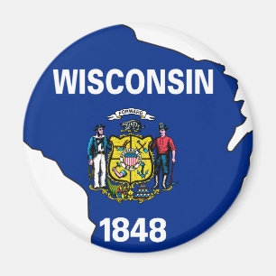 Aimant Carte de drapeau du Wisconsin