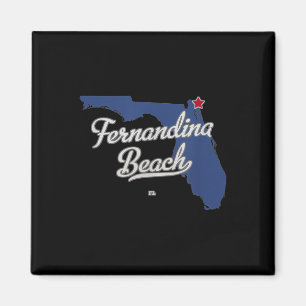 Aimant Carte de Fernandina Beach Floride Fl