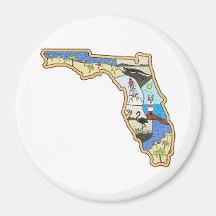 Aimant Carte de Floride Jacksonville Miami Tampa Key West