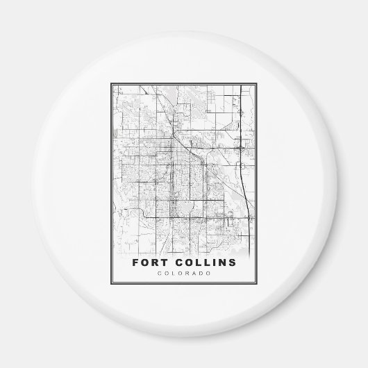 Aimant Carte de Fort Collins (Devant)