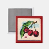 Aimant Carte de jeu Cerises vintages (Recto/Verso)