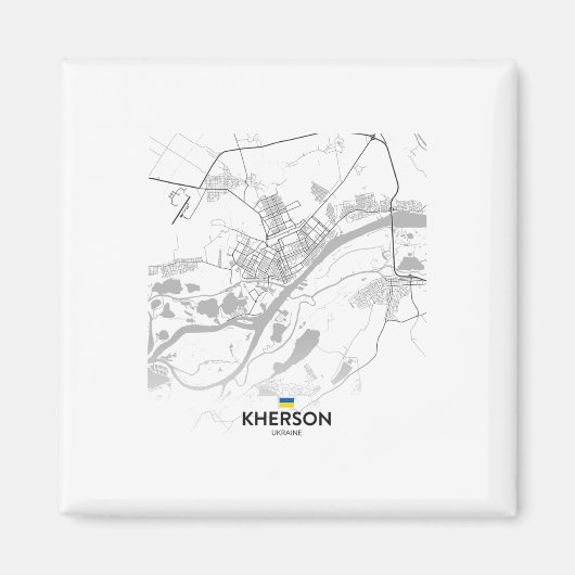 Aimant Carte de Kherson Ukraine Drapeau (Devant)