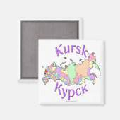 Aimant Carte de Koursk Russie (Recto/Verso)