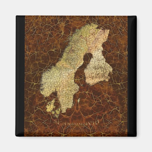 Aimant Carte de la cartographie scandinave (Devant)