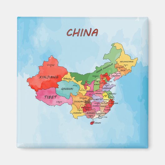 Aimant Carte de la Chine (Devant)